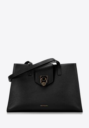 Women's leather shopper bag, black, 98-4E-612-1, Photo 1