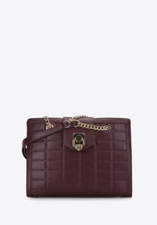 Quilted leather shopper bag, plum, 97-4E-614-3, Photo 1