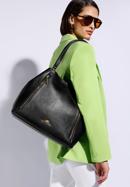 Leather shopper bag with zip details, black, 96-4E-625-1, Photo 15