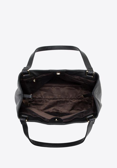 Leather shopper bag with zip details, black, 96-4E-625-1, Photo 5