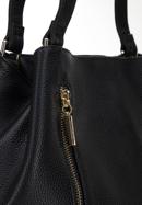 Leather shopper bag with zip details, black, 96-4E-625-1, Photo 6