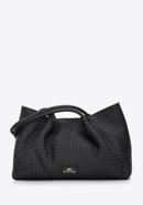 Leather woven shopper bag, black, 97-4E-025-1, Photo 1