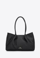 Leather woven shopper bag, black, 97-4E-025-1, Photo 2