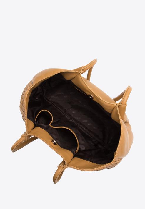 Leather woven shopper bag, light brown, 97-4E-025-3, Photo 4
