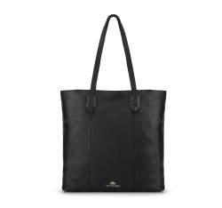 Women's leather shopper bag, black, 93-4E-211-1, Photo 1