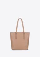 Leather shopper bag with pocket details, beige, 92-4E-643-5, Photo 2