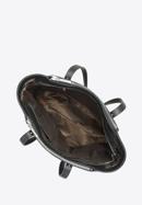 Leather shopper bag with pocket details, black, 92-4E-643-01, Photo 4