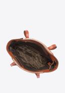 Leather shopper bag with pocket details, cognac, 92-4E-643-1, Photo 4