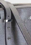 Leather shopper bag with pocket details, grey, 92-4E-643-1, Photo 5