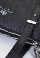 Leather shopper bag with pocket details, black, 92-4E-643-01, Photo 5
