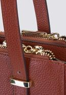 Leather shopper bag with pocket details, cognac, 92-4E-643-1, Photo 5