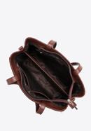 Leather shopper bag with teddy faux fur, brown-cream, 97-4E-605-1, Photo 4