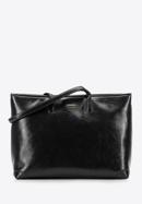 Women's glossy faux leather shopper bag, black, 98-4Y-008-5, Photo 1