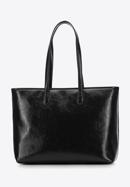 Women's glossy faux leather shopper bag, black, 98-4Y-008-5, Photo 3