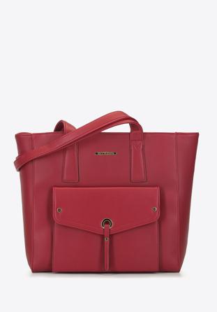Shopper bag with decorative flap, red, 93-4Y-435-3, Photo 1