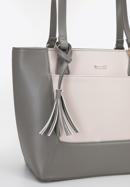 Faxu leather two-tone shopper bag, gray-cream, 96-4Y-617-1, Photo 4