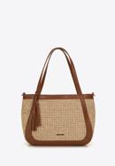 Faux leather shopper bag, beige-brown, 98-4Y-404-91, Photo 1