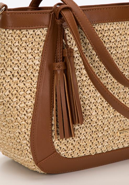 Faux leather shopper bag, beige-brown, 98-4Y-404-91, Photo 4