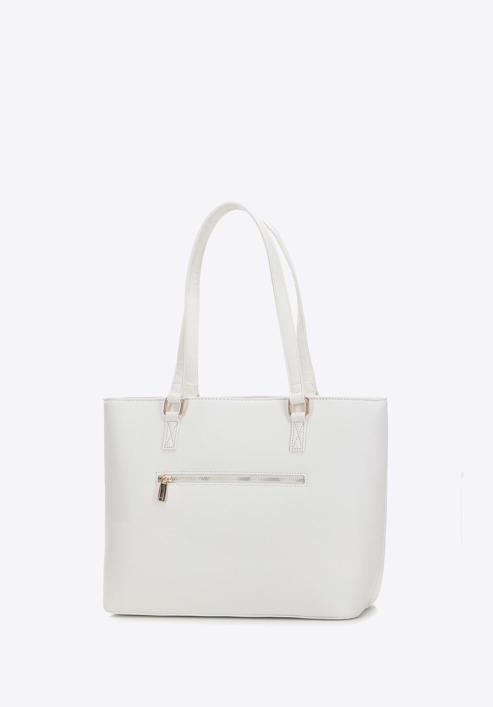 Classic faux leather shopper bag, off white, 98-4Y-213-1, Photo 3