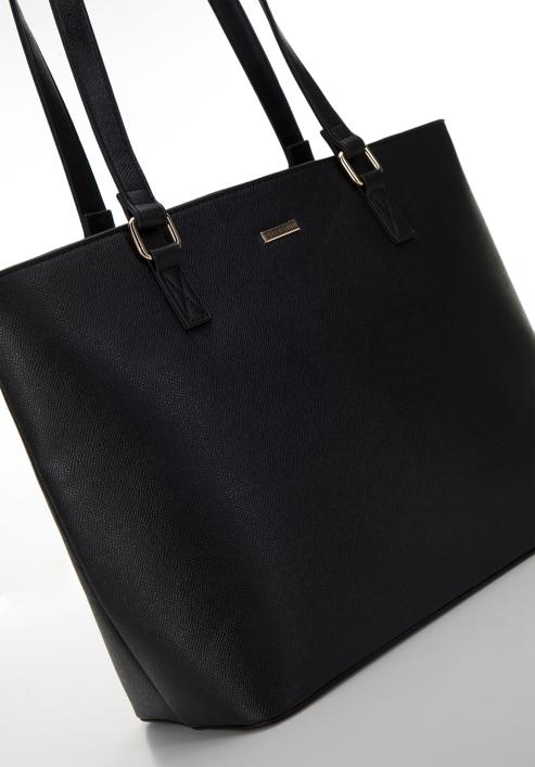 Classic faux leather shopper bag, black, 98-4Y-213-1, Photo 5