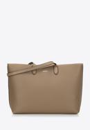 Women's faux leather classic shopper bag, beige, 98-4Y-501-1, Photo 1