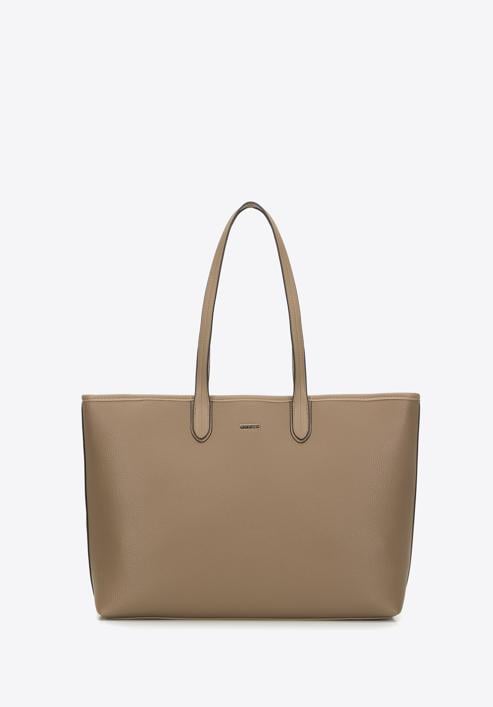 Women's faux leather classic shopper bag, beige, 98-4Y-501-1, Photo 2