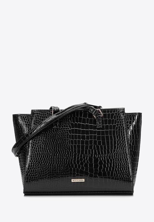 Faux leather winged shopper bag, black, 97-4Y-751-3, Photo 1