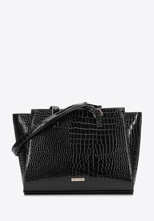 Faux leather winged shopper bag, black, 97-4Y-751-1, Photo 1
