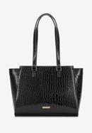 Faux leather winged shopper bag, black, 97-4Y-751-1, Photo 2