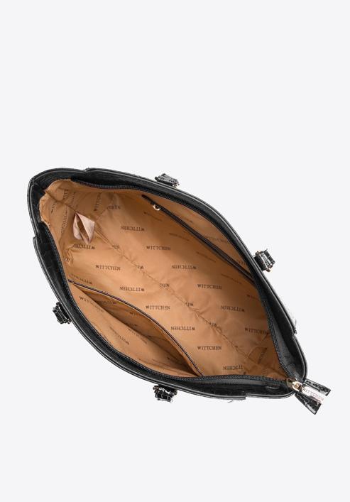 Faux leather winged shopper bag, black, 97-4Y-751-3, Photo 4
