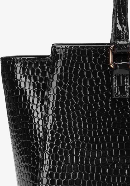 Faux leather winged shopper bag, black, 97-4Y-751-3, Photo 6