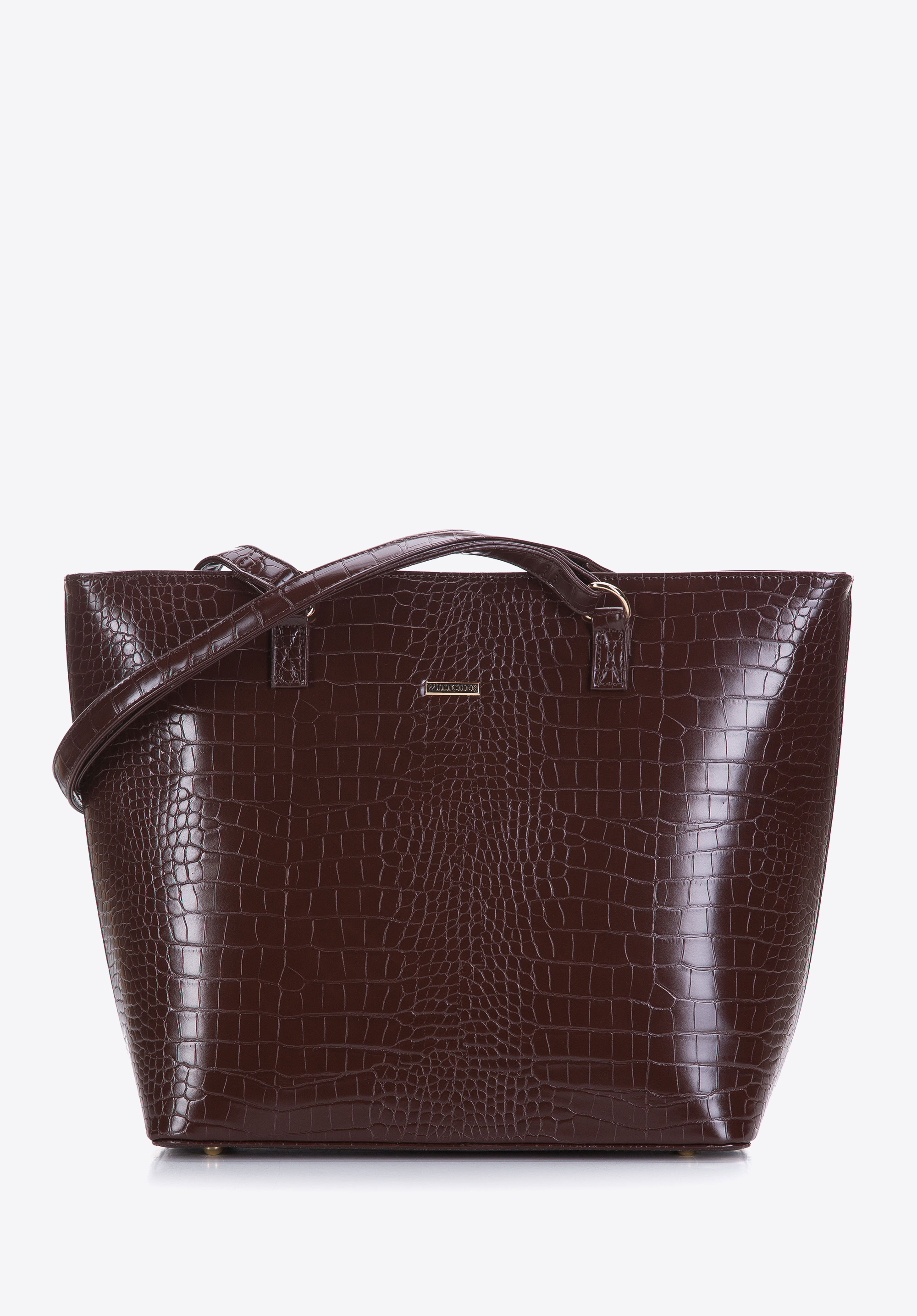 Dark brown top croc bag