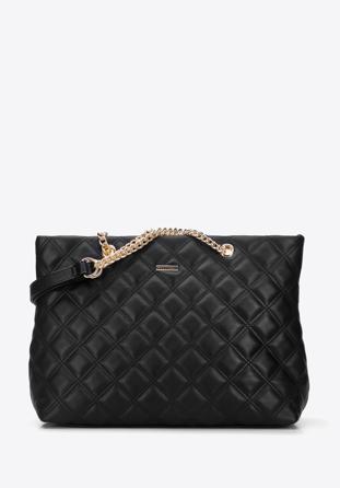 Quilted faux leather shopper bag, black, 96-4Y-613-1, Photo 1