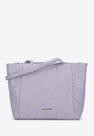 Quilted faux leather shopper bag, violet, 96-4Y-700-F, Photo 1
