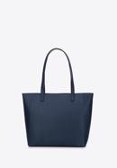 Saffiano-textured large faux leather shopper bag, navy blue, 97-4Y-518-7, Photo 3
