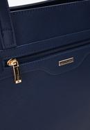 Saffiano-textured large faux leather shopper bag, navy blue, 97-4Y-518-7, Photo 5