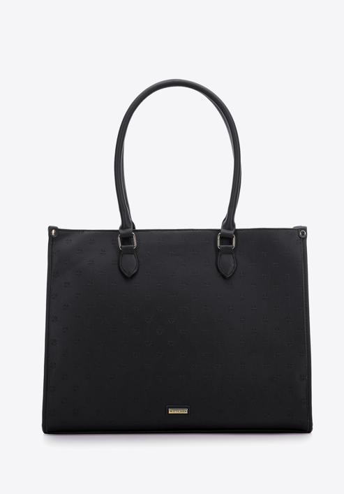 Faux leather monogram shopper bag, black, 97-4Y-227-1, Photo 1