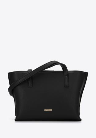 Women's small faux leather shopper bag, black, 97-4Y-513-1, Photo 1