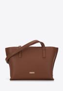 Women's small faux leather shopper bag, brown, 97-4Y-513-1, Photo 1
