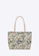 Women's faux leather shopper bag with floral print, light beige, 98-4Y-200-9, Photo 2