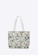 Women's faux leather shopper bag with floral print, white, 98-4Y-200-9, Photo 3