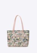 Women's faux leather shopper bag with floral print, light pink, 98-4Y-200-9, Photo 3