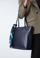 Faux leather front pocket shopper bag, navy blue, 97-4Y-534-7, Photo 15