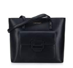 Faux leather shopper bag, black, 95-4Y-422-1, Photo 1