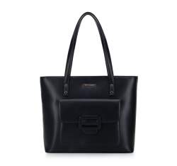 Faux leather shopper bag, black, 95-4Y-422-1, Photo 1