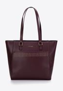 Faux leather studded detail shopper bag, plum, 97-4Y-766-1, Photo 1
