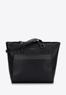 Faux leather studded detail shopper bag, black, 97-4Y-766-9, Photo 2