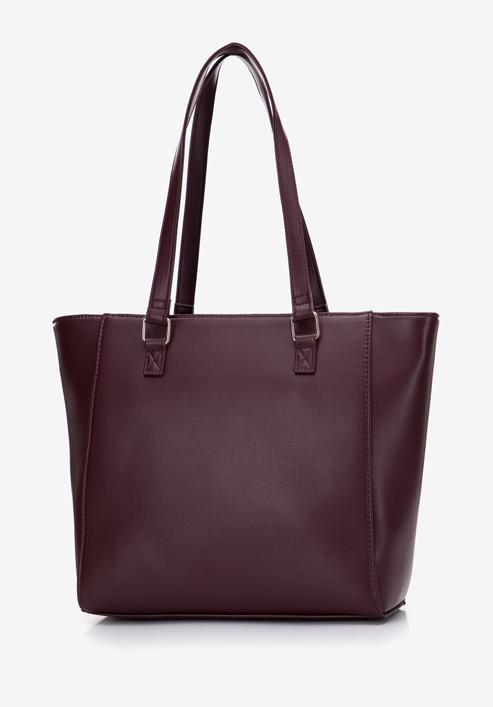 Faux leather studded detail shopper bag, plum, 97-4Y-766-1, Photo 3