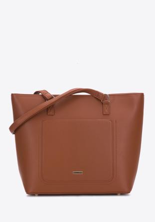 Faux leather shopper bag, brown, 29-4Y-010-5, Photo 1