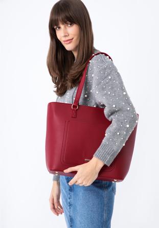 Faux leather shopper bag, red, 29-4Y-010-3, Photo 1